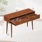 48 Inch Walnut Writing Computer Desk with 3 Drawers and Solid Wood Legs